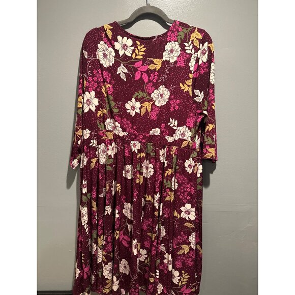 Torrid Women’s Size 2 Burgundy Floral Dress Plus Size Romantic Y2K Style Cottage - Picture 7 of 8